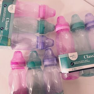 Set of 3 Evenflo Tinted Baby Bottles 8 OZ BPA Free w/ Slow Flow Nipples 3 Pack @